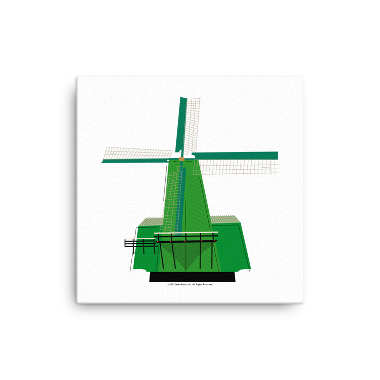 Retro Green Windmill Canvas-Wall Art-Zach + Alison