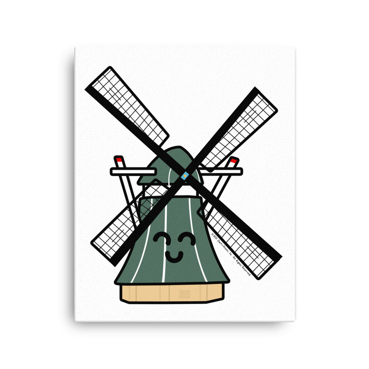 Green Windmill Canvas-Wall Art-Zach + Alison