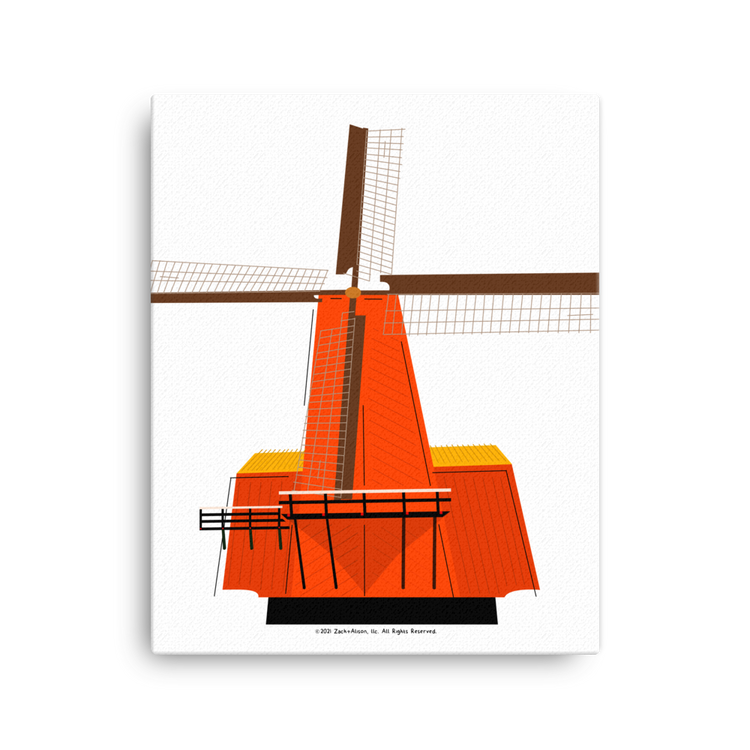 Retro Orange Windmill Canvas-Wall Art-Zach + Alison