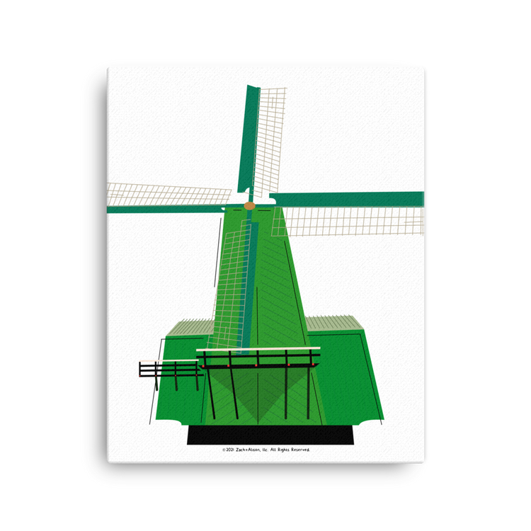 Retro Green Windmill Canvas-Wall Art-Zach + Alison