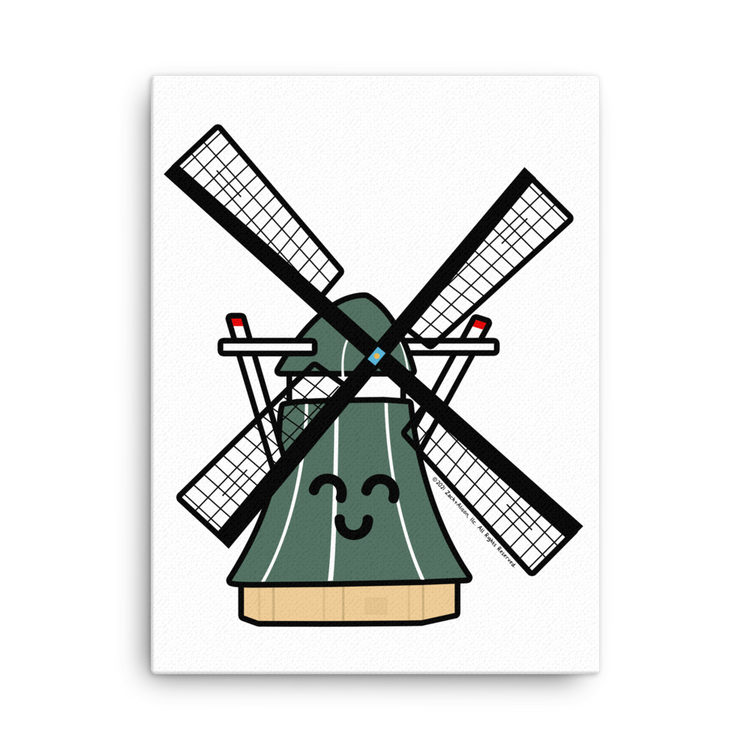Green Windmill Canvas-Wall Art-Zach + Alison