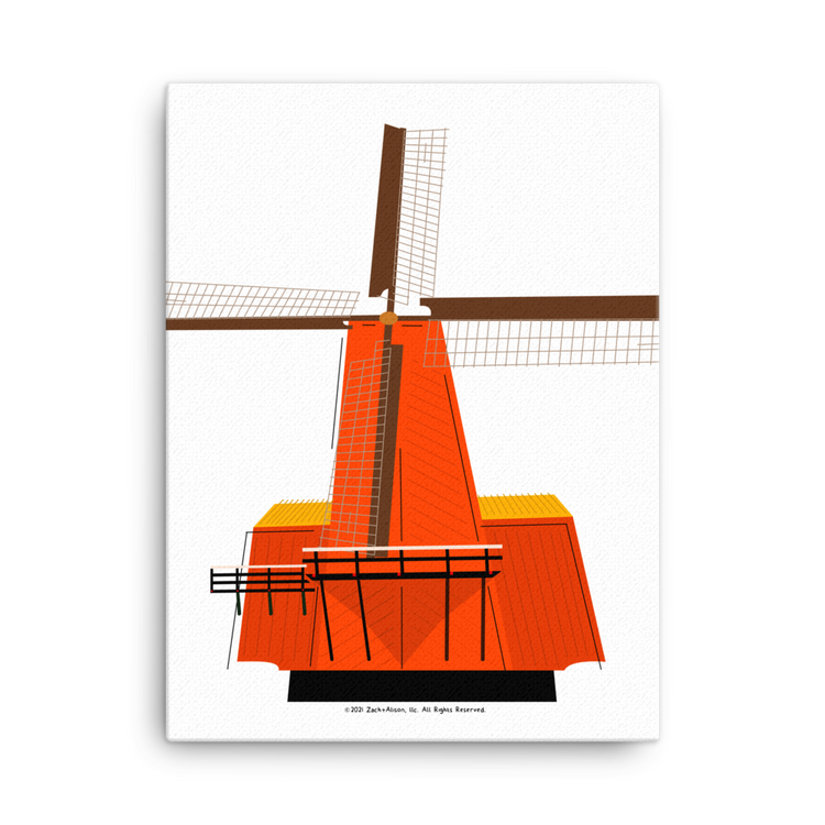 Retro Orange Windmill Canvas-Wall Art-Zach + Alison