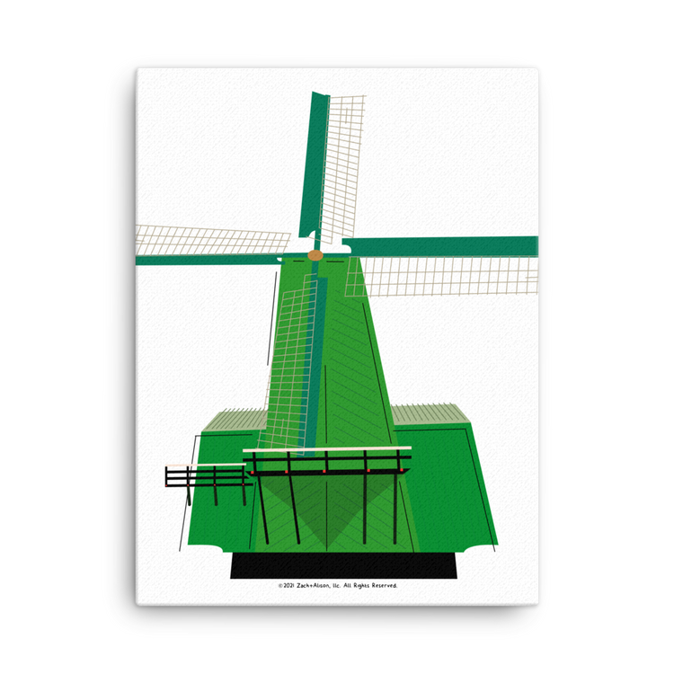 Retro Green Windmill Canvas-Wall Art-Zach + Alison