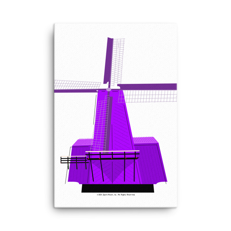 Retro Purple Windmill Canvas-Wall Art-Zach + Alison