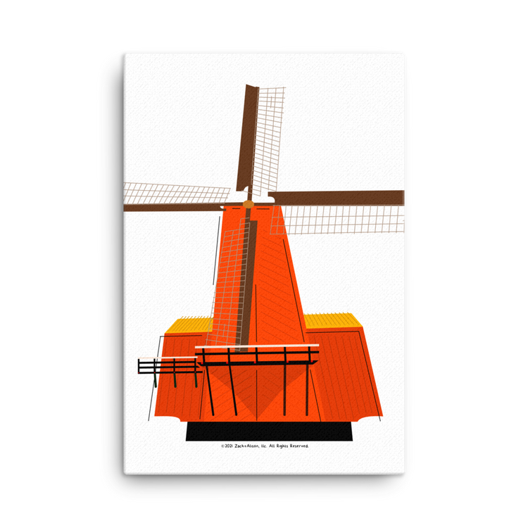 Retro Orange Windmill Canvas-Wall Art-Zach + Alison