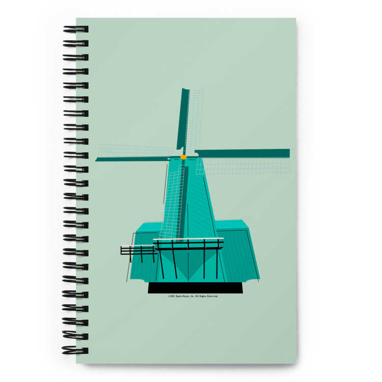 Retro Teal Windmill Spiral notebook-Spiral Notebook-Zach + Alison