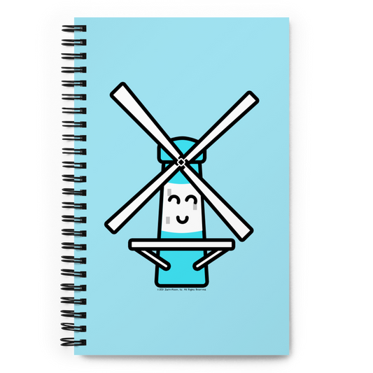 Blue Windmill Spiral notebook-Spiral Notebook-Zach + Alison