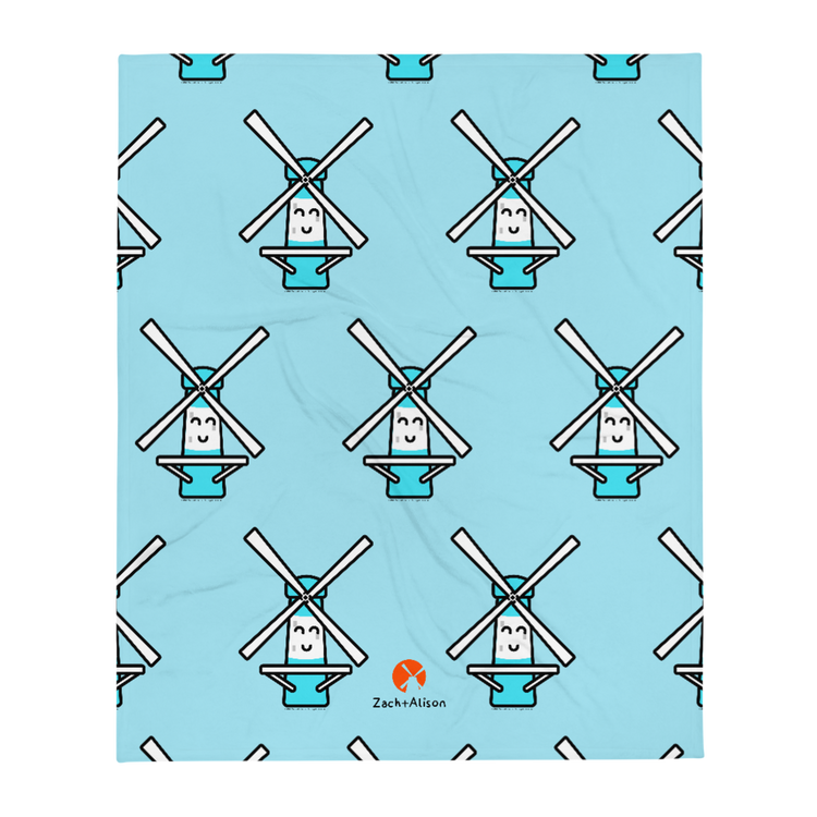 Blue Windmill Throw Blanket-Zach + Alison