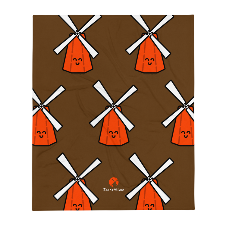 Orange Windmill Throw Blanket-Zach + Alison