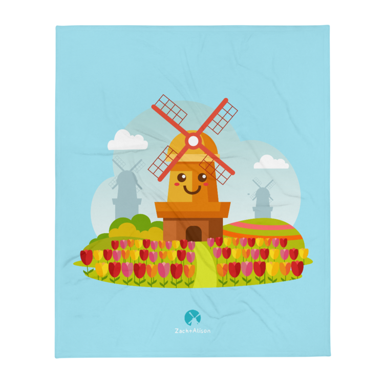 Smiley Hillside Windmill Throw Blanket-Zach + Alison