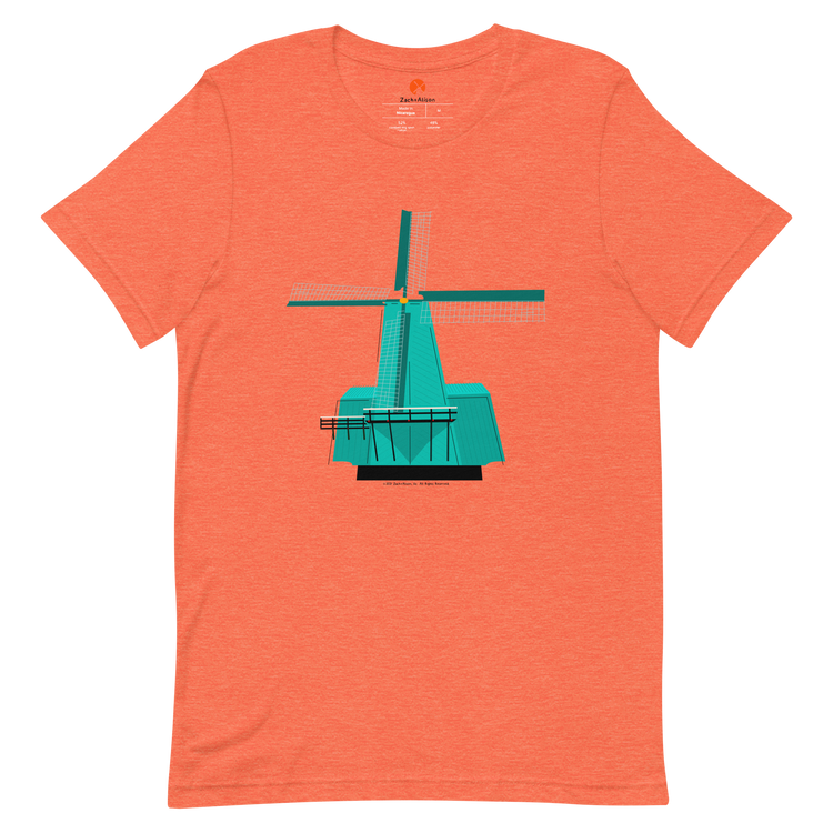 Retro Teal Windmill Short-Sleeve Unisex Tee-T-Shirt-Zach + Alison