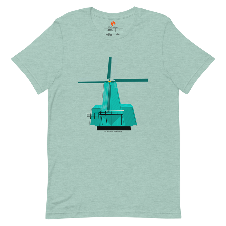 Retro Teal Windmill Short-Sleeve Unisex Tee-T-Shirt-Zach + Alison