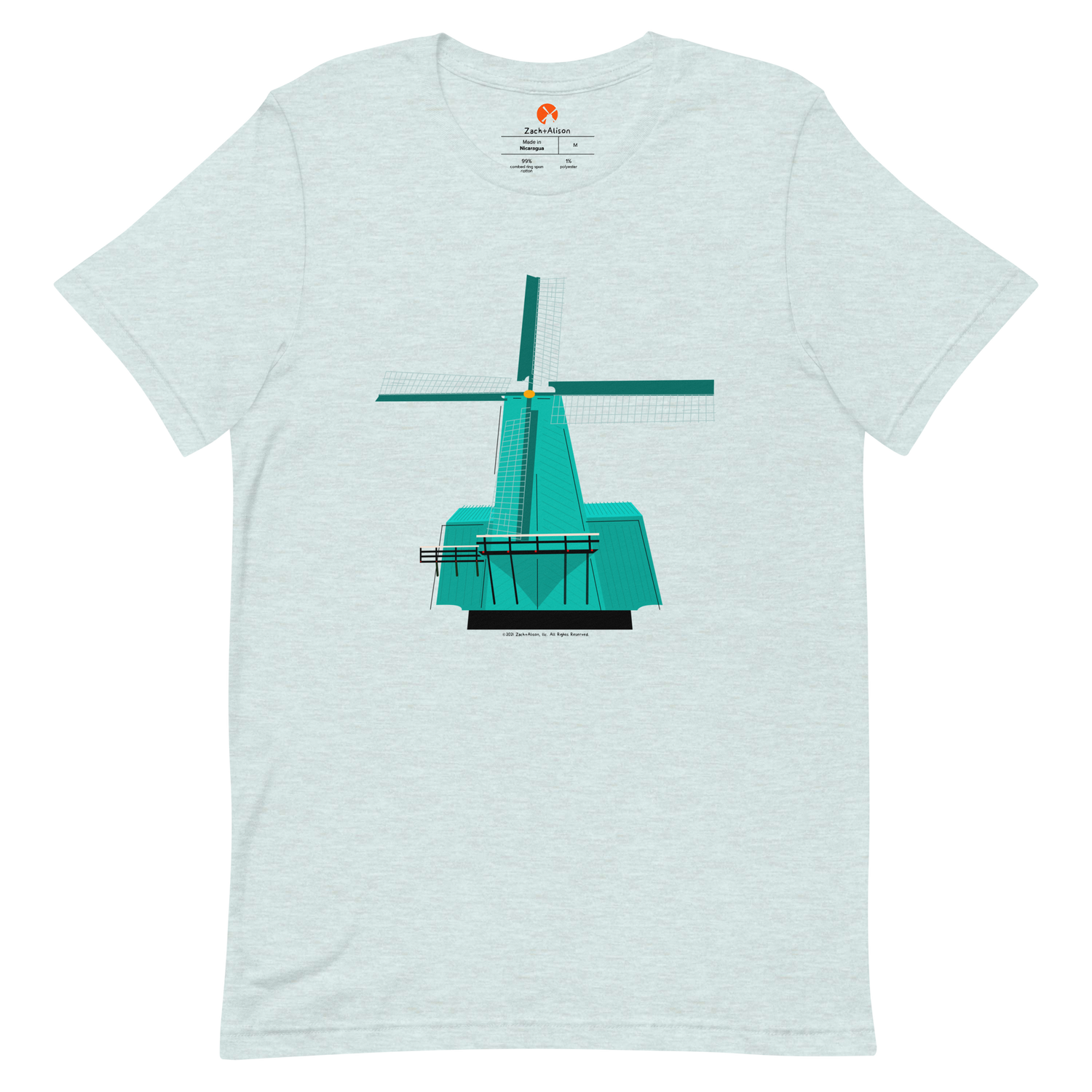 Retro Teal Windmill Short-Sleeve Tee-T-Shirt-Zach + Alison