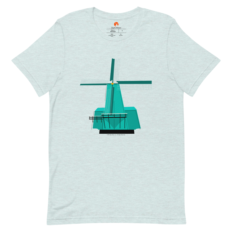 Retro Teal Windmill Short-Sleeve Unisex Tee-T-Shirt-Zach + Alison