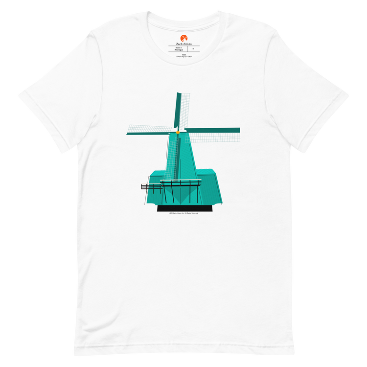 Retro Teal Windmill Short-Sleeve Unisex Tee-T-Shirt-Zach + Alison