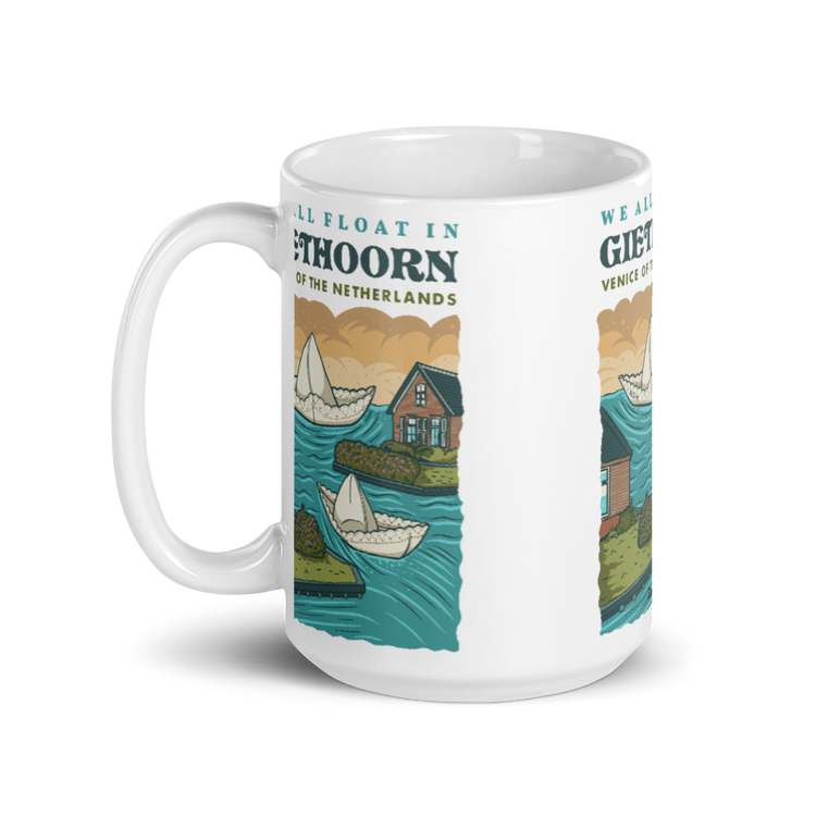 We All Float in Giethoorn mug-Zach + Alison