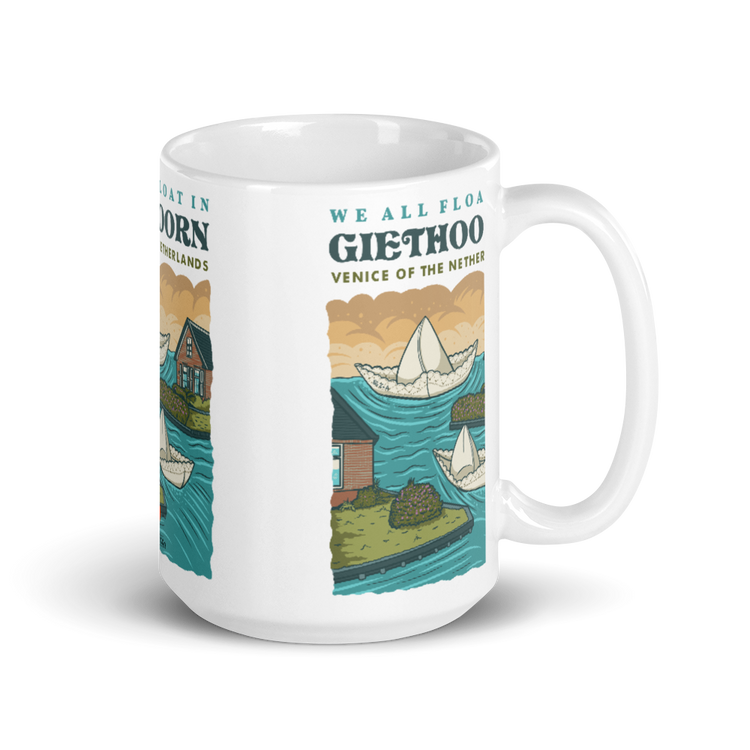 We All Float in Giethoorn mug-Zach + Alison