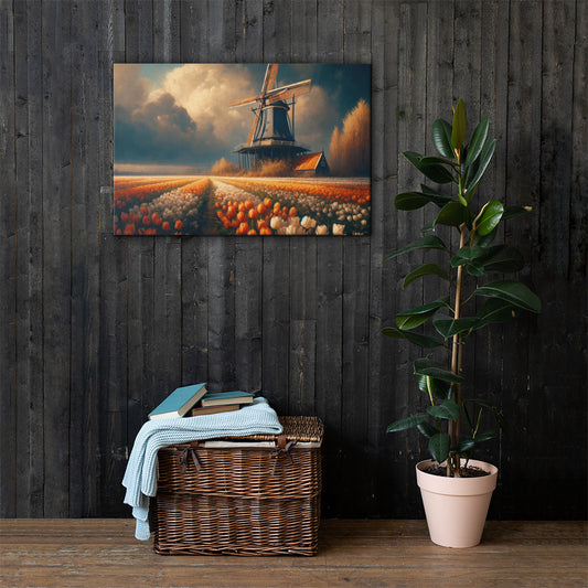 Dutch Serenity: Tulips and Windmill Canvas-Zach + Alison