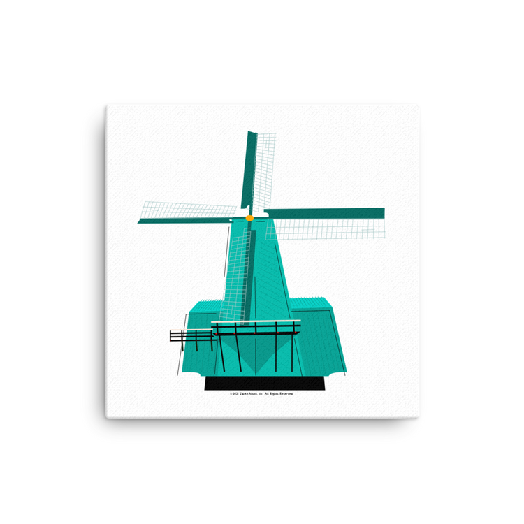 Retro Teal Windmill Canvas-Wall Art-Zach + Alison