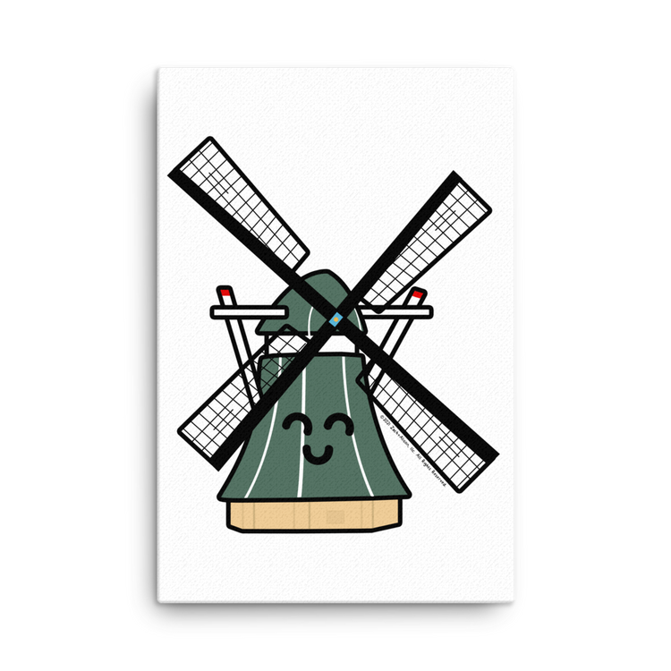 Green Windmill Canvas-Wall Art-Zach + Alison