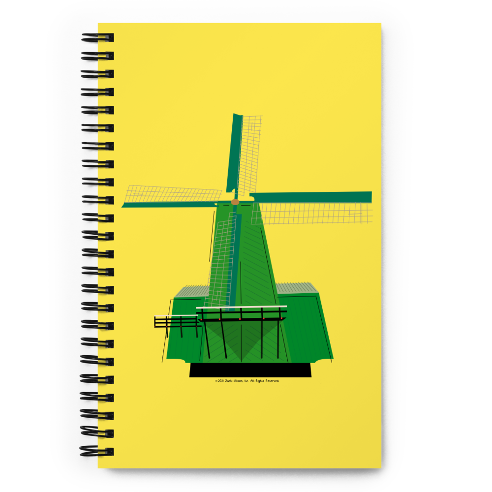 Retro Green Windmill Spiral notebook-Spiral Notebook-Zach + Alison