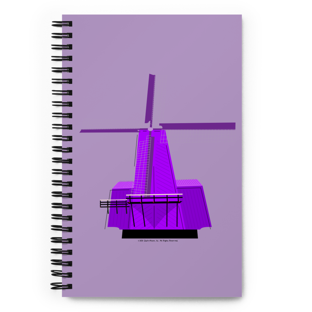 Retro Purple Windmill Spiral notebook-Spiral Notebook-Zach + Alison