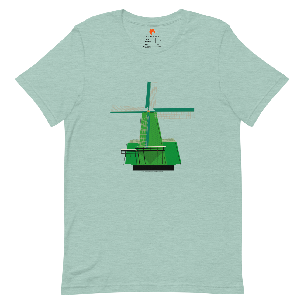 Retro Green Windmill Short-Sleeve Unisex Tee-T-Shirt-Zach + Alison