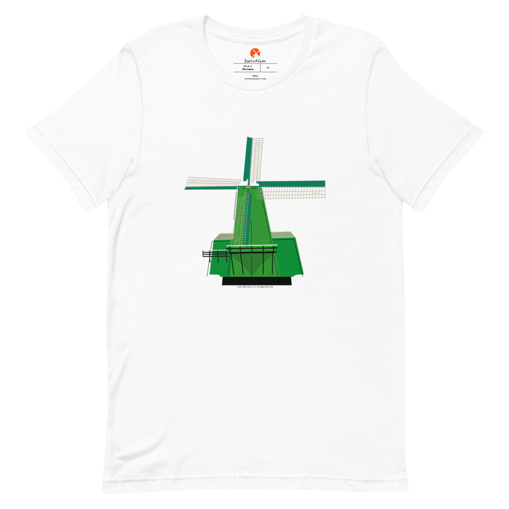 Retro Green Windmill Short-Sleeve Unisex Tee-T-Shirt-Zach + Alison