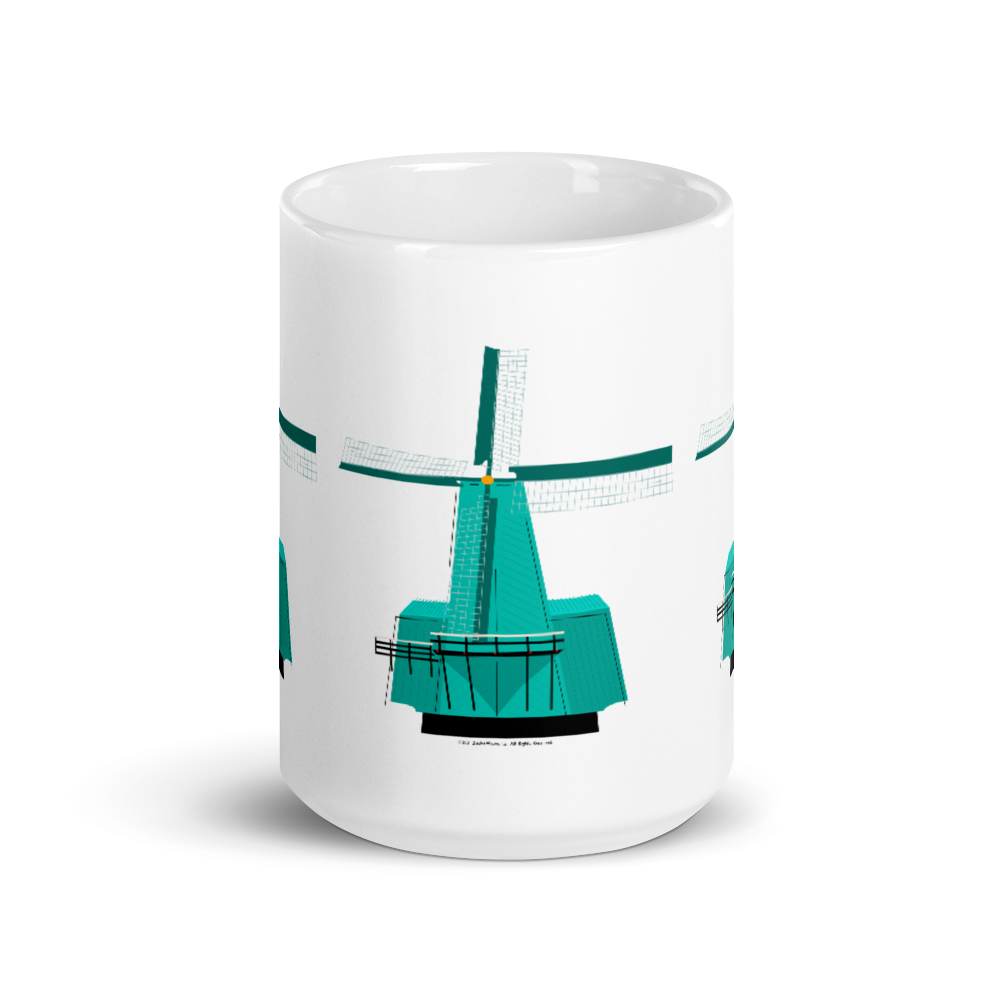 Retro Teal Windmill mug-Coffee Mug-Zach + Alison