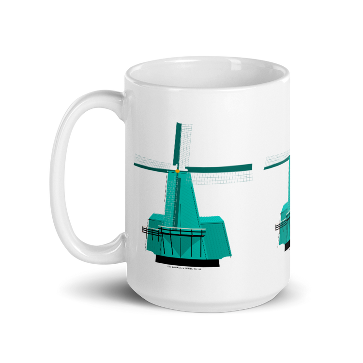 Retro Teal Windmill mug-Coffee Mug-Zach + Alison